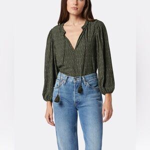 JOIE Soft Dark Green Patterned Jersey Blouse